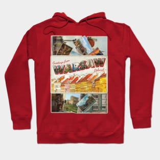 Greetings from Warsaw in Poland Vintage style retro souvenir Hoodie